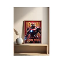 Iron Man Doğal Ahşap Çerçeveli Tek Parça Dekoratif Tablo Çok Renkli - 842072408 Çok Renkli