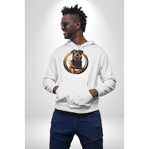 Süper Tasma Rottweiler Eğitim Kadın Erkek Beyaz Kapüşonlu Sweatshirt Hoodie Beyaz