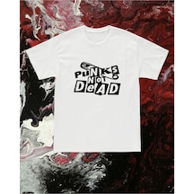 Startmore Unisex Oversize Punks Not Dead Tshirt Beyaz