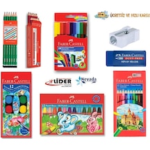 Faber Castell Kuru Sulu Pastel Keçeli 12 Renk 8 Parça Okul Boya N11.2681