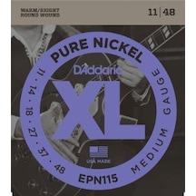 D'addario Epn115 Xl Pure Nickel Elektro Gitar Tel Seti - 11-48 Blues/jazz Rock Profesyonel %100 Saf Nikel Sargı, 50'lerin Vintage Sıcak Tonları Ve Yumuşak Çalım Hissiyatı