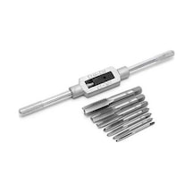 Pazly 8 Adet Konu Metrik Makine El Vida Dişi Fiş Musluk Seti M3 M4 M5 M6 M8 M10 M12 İle 1 Adet Ayarlanabilir Anahtar