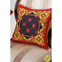 Belize Baskılı Kumaş Kırmızıya Siyah Kırlent Kılıfı 45x45 Cm - 1438 45 x 45