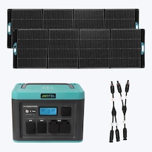 Antfea H1600 Pro Taşınabilir Güç Kaynağı + 2 Adet 300w Taşınabilir Paneli + Güneş Paneli Paralelleme Kablosu 1.6 Kw / 1 Kwh / 600 W