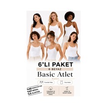 Loule Kadın 6'lı İnce Askılı Atlet Beyaz Modal Pamuk