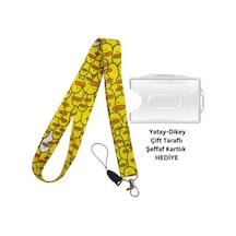 Sarı Ördek Kart Askısı Yaka Kartı Boyun Askı İpi Telefon Askısı Yatay Dikey Kart Koruyucu