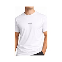 Minimal Baskılı Unisex Tişört %100 Pamuk Oversize Bisiklet Yaka Günlük T-shirt Beyaz