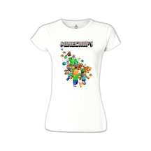 Minecraft - Steve And Alex Beyaz Kadın Tshirt 001
