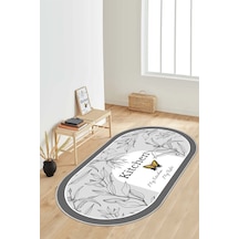 West Home Dijital Baskı Yıkanabilir Kaymaz Taban Oval Salon Halısı Mutfak Halısı Yolluk Wh 528 Grey