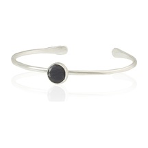 Kadir Jewellery Zirkon Taşlı Ayarlanabilir 925 Ayar Gümüş Kaplama Bilezik Siyah