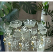 Çnr Home Collection Paşabahçe Gümüş Metal Ayakli Sunum & Servis Seti Magnolia, Çay Seti , Kurabiyelik Gümüş