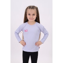 Toontoy Kids Toontoy Kız Çocuk Baskılı Bisiklet Yaka Uzun Kollu Tişört Açık Lila