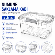 Numune Saklama Kabı Plastik 3 L - Kilit Kapaklı Kutu