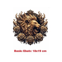 Aslan Burcu Temalı Ütü İle Yapışan Tekstil Kumaş Tişört Dtf Baskı 3553