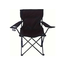 Fochsia 1 Adet Büyük Boy Portatif Kamp Sandalyesi Katlanır Tasarlı Saklama Çantası Bardaklık Siyah Siyah