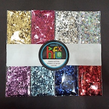 Glitter Damla Model Epoksi Reçine Süsleme Pulu Nail Art Makyaj Sim Set 15 Gram X 8 Renk 120 Gram