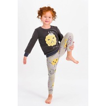 Rolypoly RP1955-2 Monsters Queen Kız Çocuk Polar Pijama Takımı Antrasit