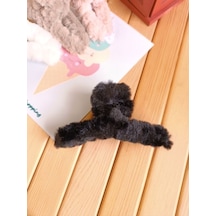 Peluş Tüylü Mandal Toka - Siyah Çok Renkli