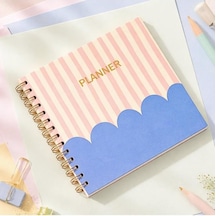 Lizy Spiralli Süresiz Planlayıcı Ajanda - 19x19 Cm - Motivasyon Ve Sticker Sayfaları Bulut Mavi