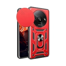 Redmi A3 4g Kılıf Pars Lens Yüzüklü Silikon - Kırmızı İtdark2842