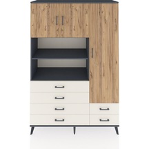 Hyperion Dolap 9 Raflı 6 Çekmeceli 3 Kapaklı 132x44x195 Antrasit-çam/aytaşı Atlas Çam/aytası
