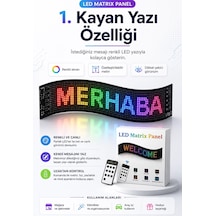 Kumandalı Led Matrix Panel Kayan Yazı Tabelası Renkli Mesaj Ve Saat Gösterimli Çok Renkli