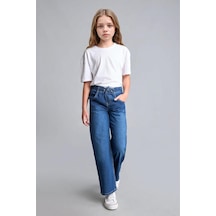 Defacto Beli Lastikli Wide Leg Kız Çocuk Jean Pantolon H6242a826aunm28 Mavi-nm28