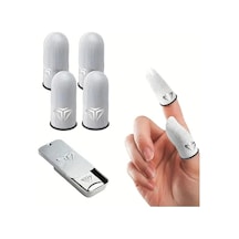 Chuangyinshop 2 Çift Metal Saklama Kutusu Gümüş Fiber Nefes Alabilir Terletmeyen Oyun Parmak Kılıfı