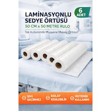 Laminasyonlu Sedye Örtüsü 50 Cm X 50 Metre Rulo Tek Kullanımlık Muayene Masası Örtüsü 6 Adet