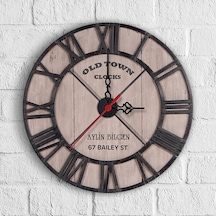 Kişiye Özel Old Town Tasarımlı Ahşap Duvar Saati 30 Cm. - 1 Çok Renkli