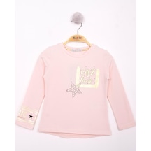 Toontoy Kids Toontoy Kız Çocuk Yıldızlı Chic Baskılı T-shirt Pudra