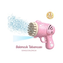 33 Kanal Işıklı Pilli Baloncuk Makinesi Köpük Tabancası Bubble Gun Machine - Pembe