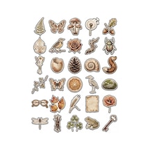 30 Adet Vintage Botanik Doğa Sticker Seti - Defter Ajanda Scrapbook İçin Estetik Çok Renkli