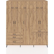 Kronos Dolap 11 Raflı 4 Çekmeceli 2 Askılı 220x59x243 Çam-çam/çam Atlas Çam/atlas Çam