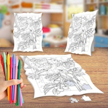 Kuş Çifti Boyama Puzzle Tablo Çocuk Eğitici Yapboz