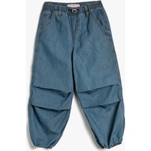 Koton Paraşüt Kot Pantolon Pamuklu Beli Lastikli Cepli - Parachute Jean Orta İndigo 3skg40075ad 3SKG40075ADMID İndigo