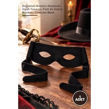1 Adet Zorro Göz Maskesi Bağlamalı Kostüm Aksesuarı, Siyah Tasarım, Parti Ve Sahne Maskesi, Costume Mask