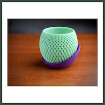 Bezos 3d Baskı Küre Saksı - Kafes Dokulu İki Parçalı Dekoratif Saksı - Mint-mor Nhr Standart 75989896