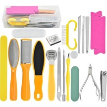 Shineyee 20'li Profesyonel Ayak Bakım Seti - Ölü Deri Temizleyici Ve Tırnak Törpüleme Aletleri, Sarı Renk