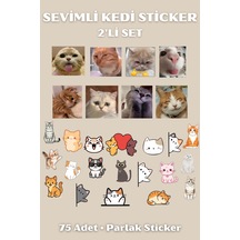 Sevimli Kedi Sticker Seti 2 Li Paket Kedi Çıkartmaları Ajanda, Defter, Laptop Çok Renkli
