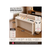 Café Royale Vintage & Usb-tech Konsol Raf - 3 Usb + 4 Priz Girişli Mdf Koltuk Arkası Raf Beyaz 150x85x12