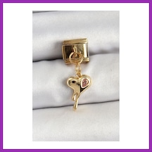 Bezos 316l Çelik Sallantılı Zirkon Taşlı Eriyen Kalp Model Gold Renk Nomination Charm Bty