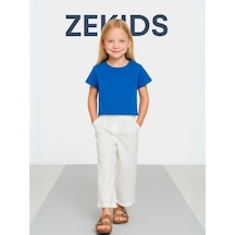 Nk Kids Kız Çocuk Beli Lastikli Yumuşak Dokulu Bol Paça Pantolon-15876 Beyaz