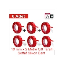 6 Adet 10mmx2mt Çift Taraflı Montaj Slikon Bandı Doku Nano Silikonlu Süper Güçlü Bant