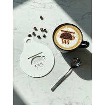 Kahve Şablonu Coffee Stencil Kahve Süsleme Aparatı Kalıbı Barista Desen Seti Beyaz