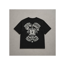Yolo Street Siyah 13 Sırt Baskılı Oversize %100 Pamuk Erkek Tişört Vintage Dark Gothic Streetwear Siyah