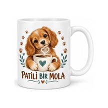 Patili Bir Mola Sevimli Köpek Ve Kahve Tasarımlı Porselen Kupa - Model 267 Diğer