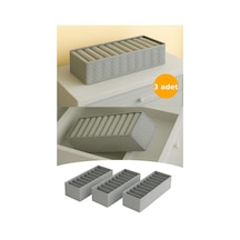 3 Adet Puantiyeli - Medium 11 Gözlü Çekmece Içi Düzenleyici Organizer Kumaş 40 X 30 Gri Tr Diğer