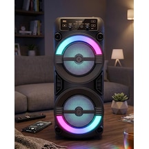 Hubrendy Tekno Rgb Işıklı Taşınabilir Bluetooth Hoparlör Güçlü Stereo Ses