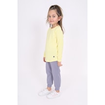 Toontoy Kids Toontoy Kız Çocuk Bisiklet Yaka Uzun Kollu Tişört Açık Sarı